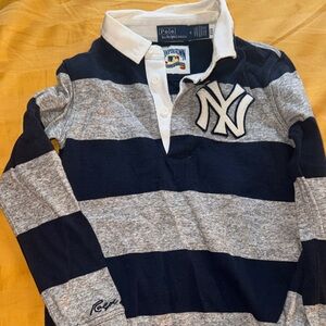 Polo by Ralph Lauren Kids Blue and Gray Striped Yankee Polo dress